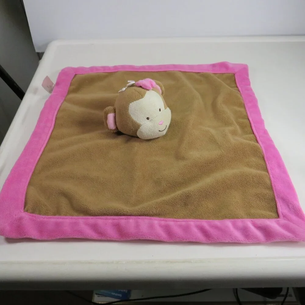 Baby Girl Monkey Blankie Lovey (same fabric front & back) 13x13